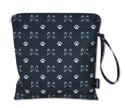 Obal na plavky 27 x 27 cm kočky a tlapky na černé