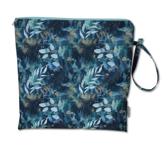 Obal na plavky 32 x 33 cm listy na petrolejové a mentolové