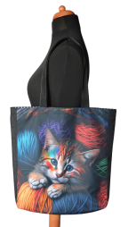 Dámská látková nákupní taška Koťátko s klubíčky