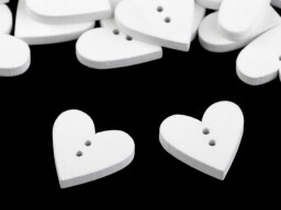 Dřevěný dekorační knoflík srdce - bílá