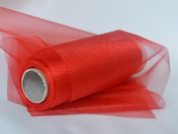Organza neobšitá šíře 14,5cm návin 9m - červená