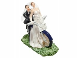 Svatební figurka - novomanželé na kole