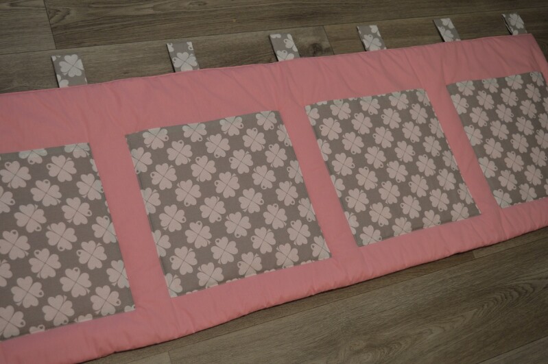 Velký kapsář na zeď 200x50 cm světle růžový Čtyřlístek