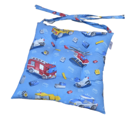 Podsedák na školní židli 33x33 cm Policie a hasiči na modré