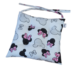 Podsedák na školní židli 33x33 cm Mickey s růžovou mašlí