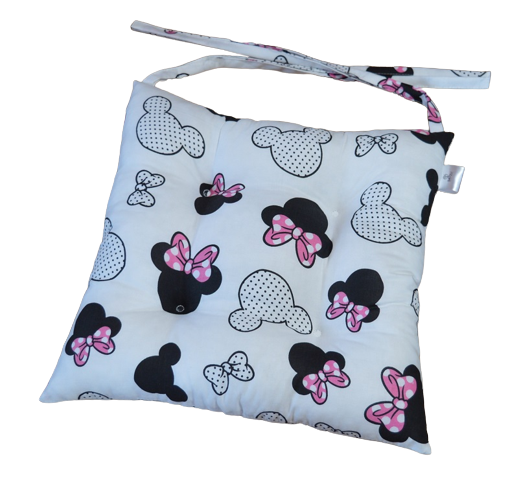 Podsedák na školní židli 33x33 cm Mickey s růžovou mašlí