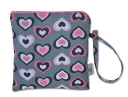 Obal na mokré plavky 21 x 22 cm srdíčka na šedé