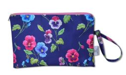 Pouzdro na mokré plavky 18 x 26 cm macešky na tmavě modré