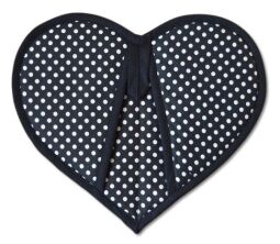 Kuchyňská chňapka srdíčko Bílý puntík na černé 