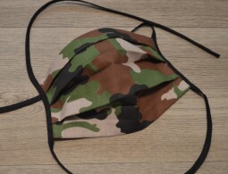 Bavlněná dvouvrstvá rouška s kapsou na filtr Maskáčová
