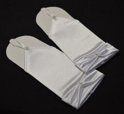 Bílé krátké rukavice s poutkem