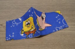 Dvouvrstvá tvarovaná rouška na gumičky Spongebob 3-6 let