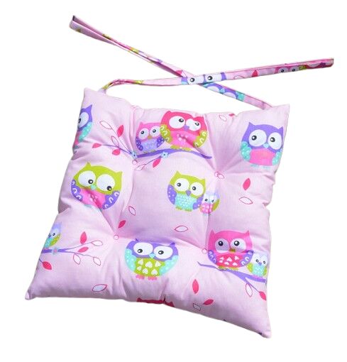 Podsedák na židli do školy 33x33 cm Sovičky na růžové
