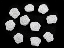 Bílá saténová růžička 10 mm 