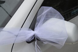 Svatební set na auto mašle+cylindr bílá