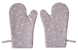 Kuchyňská chňapka Bílé kvítí na starorůžové 2 ks