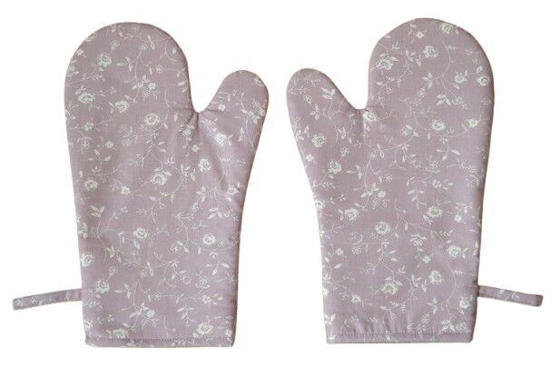 Kuchyňská chňapka Bílé kvítí na starorůžové 2 ks