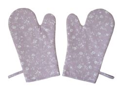 Kuchyňská chňapka Bílé kvítí na starorůžové 2 ks