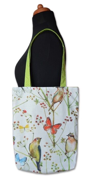 Bavlněná nákupní taška ptáčci a motýli