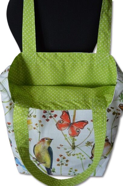 Bavlněná nákupní taška ptáčci a motýli