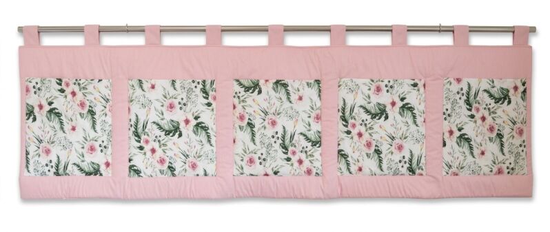 Kapsář na zeď za postel 200x50 cm světlá starorůžová/květy