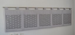 Velký kapsář za postel 200x50 cm Hvězdičky na šedé