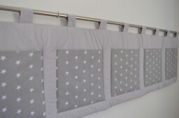 Velký kapsář za postel 200x50 cm Hvězdičky na šedé