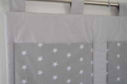 Velký kapsář za postel 200x50 cm Hvězdičky na šedé