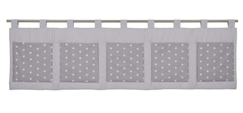 Velký kapsář za postel 200x50 cm hvězdičky na šedé