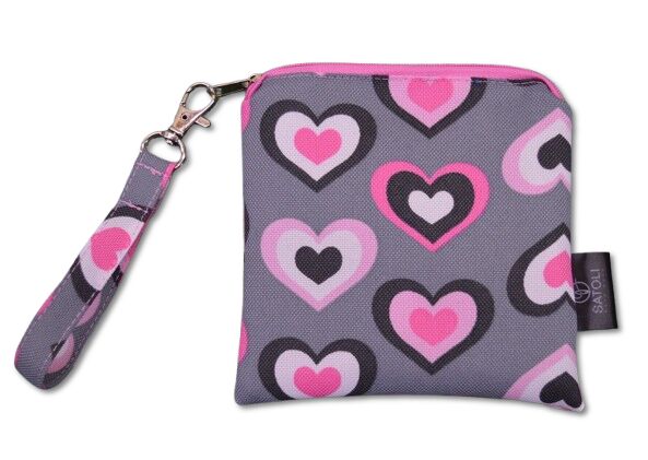 Pouzdro/obal 13 x 13 cm Srdíčka na šedé