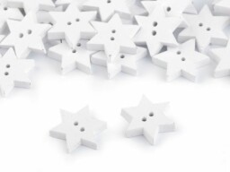 Dřevěný dekorační knoflík hvězda bílá