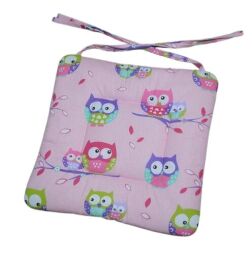Podsedák na školní židli 34x34 cm Sovičky na růžové