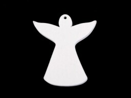 Dřevěný anděl k zavěšení / nalepení - bílá