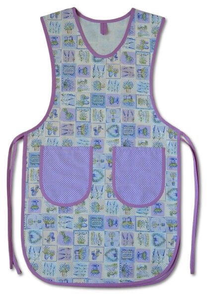 Dámská bavlněná zástěra klokanka Levandule fialkový lem