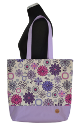 Látková nákupní taška přes rameno fialková Květiny