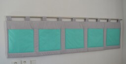 Velký kapsář na zeď 200x50 cm Mentolová na šedé