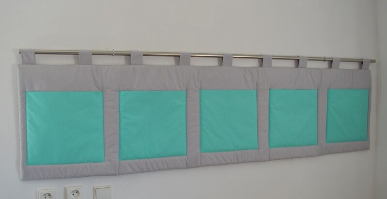 Velký kapsář na zeď 200x50 cm Mentolová na šedé