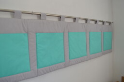 Velký kapsář na zeď 200x50 cm Mentolová na šedé