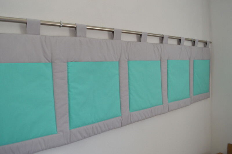 Velký kapsář na zeď 200x50 cm Mentolová na šedé