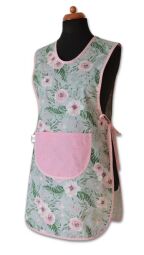 Dámská zástěra klokanka květy na světle šedé