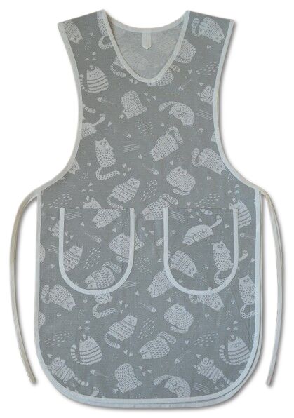 Dámská bavlněná zástěra Kočky na světle šedé