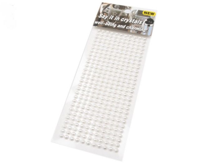Samolepící perly na lepícím proužku 4 mm - bílá
