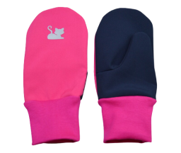 Dětské softshellové rukavice s reflexním prvkem růžová, modrá Kočičky
