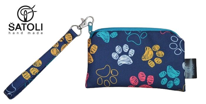 Pouzdro/klíčenka 14x9 cm Tlapky na tmavě modré