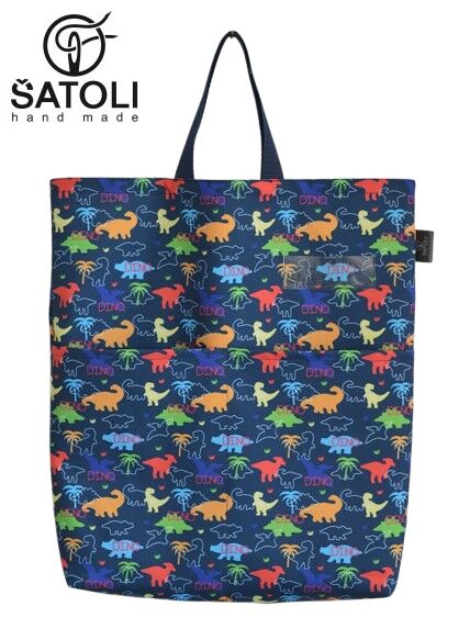 Kapsář do školky na pověšení Dino na tmavě modré