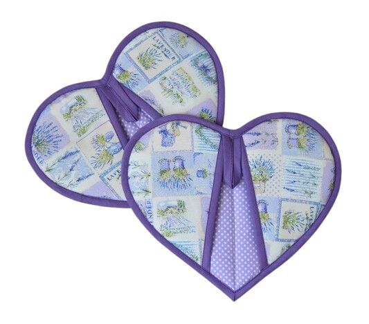 Kuchyňská chňapka srdce Levandule 2 ks