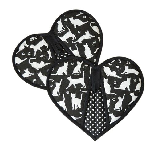 Kuchyňská chňapka Kočky na černé 2 ks