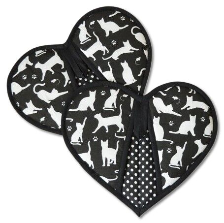 Kuchyňská chňapka Kočky na černé 2 ks