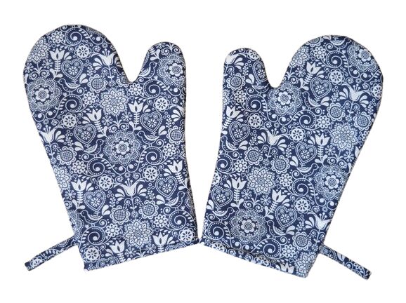 Kuchyňská rukavice Folklor na tmavě modré 2 ks