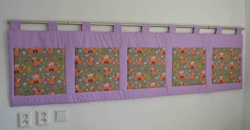Velký kapsář na zeď 200 x 50 cm fialková Lišky
